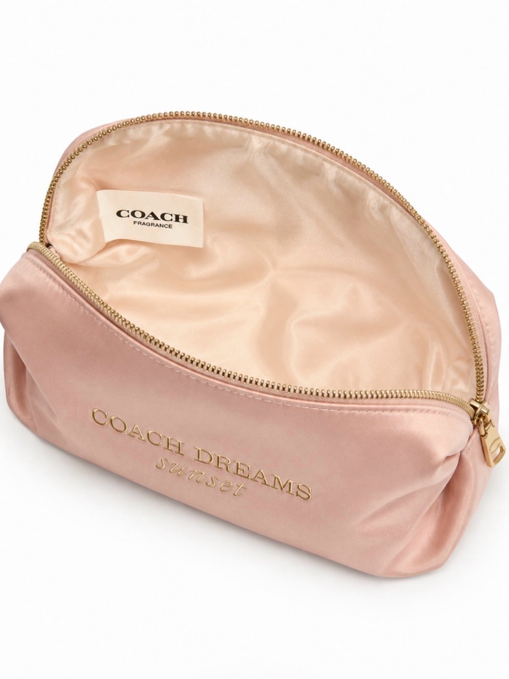 COACH Pink 'Dreams Sunset' Cosmetic Pouch with Gold Embroidery - Picture 3 of 3